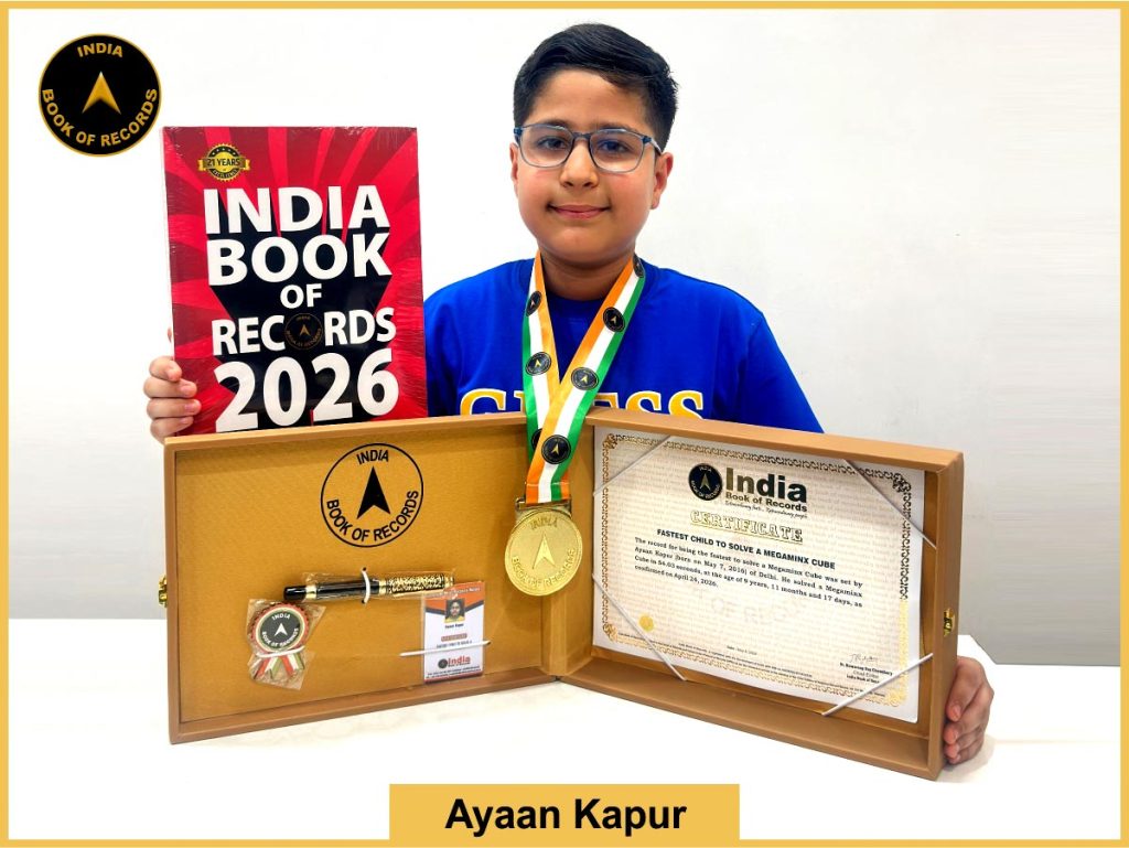 Image of Ayaan Kapur, Fastest child to solve a Megaminx Cube