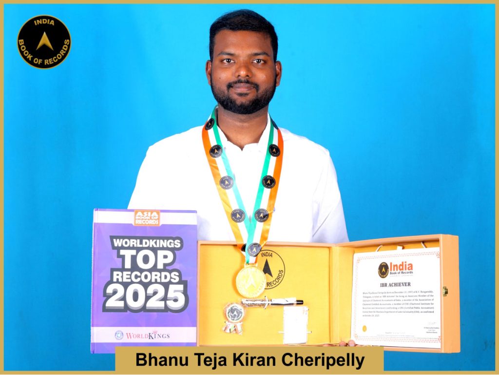 Image of Bhanu Teja Kiran Cheripelly with IBR Achiever certificate.