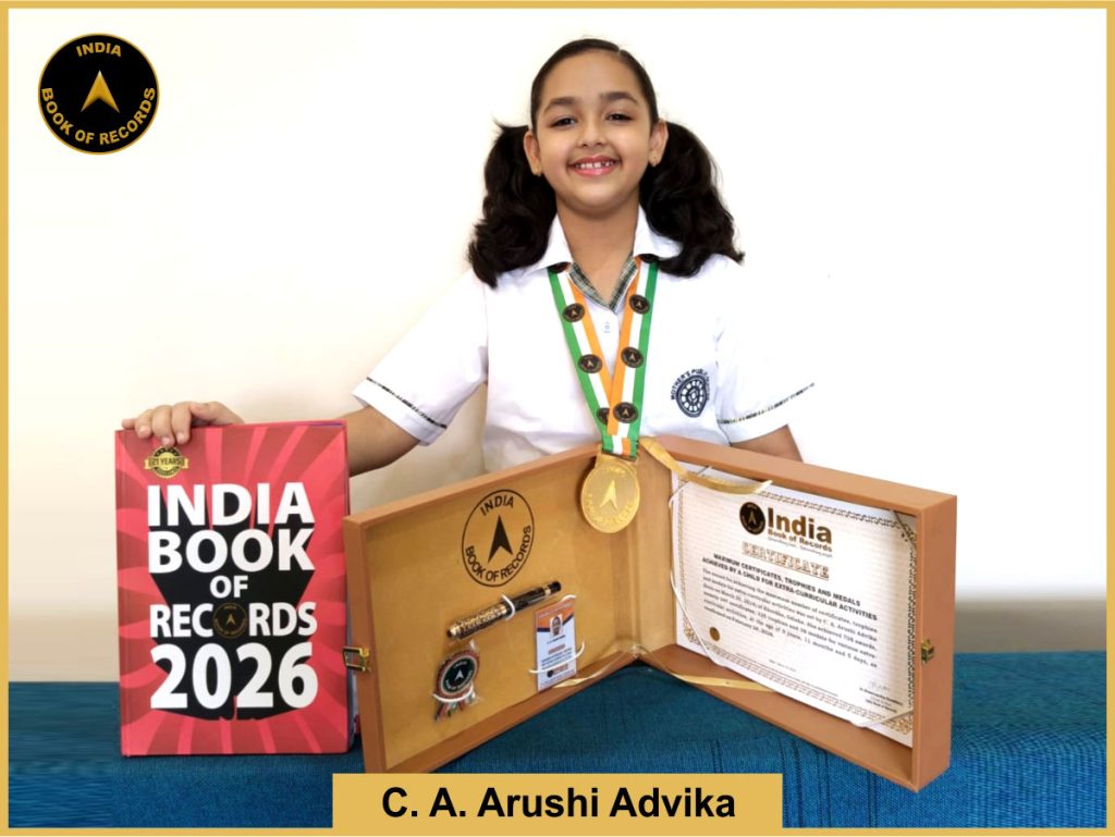 Image of C A Arushi Advika, Maximum certificates, trophies and medals achieved by a child for extra-curricular activities