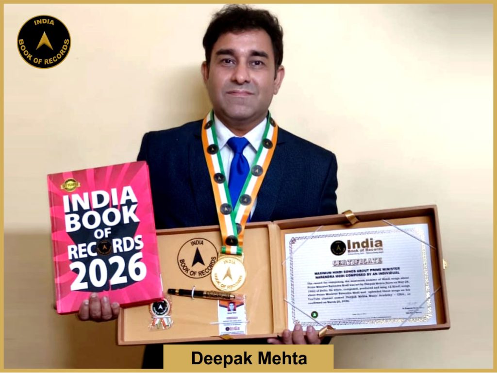 Image of Deepak Mehta, Maximum Hindi songs about Prime Minister Narendra Modi composed by an individual.