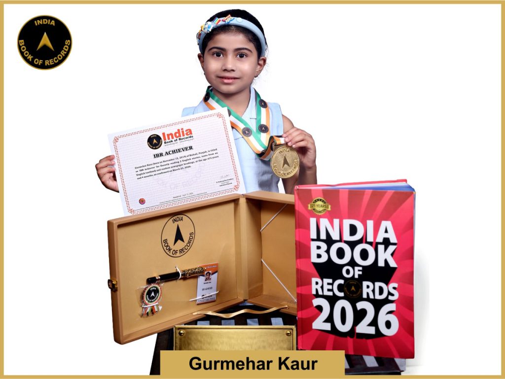 Image of Gurmehar Kaur, Maximum English words read from a story book in one minute by a kid.