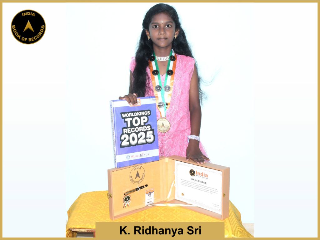 Image of K. Ridhanya Sri with IBR Achiever certificate.