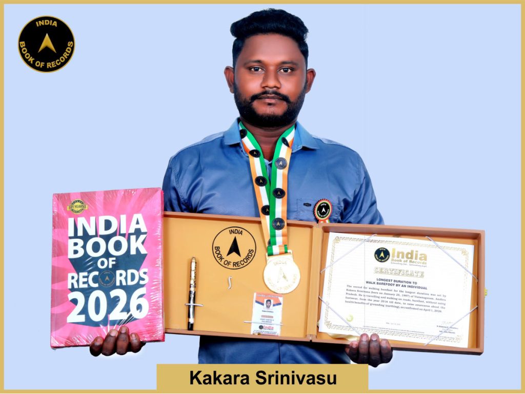 Image of Kakara Srinivasu, Longest duration to walk barefoot by an individual.