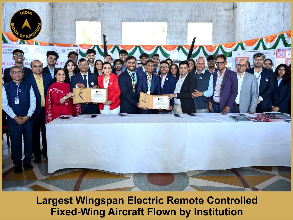Largest Wingspan Electric Remote Controlled Fixed-Wing Aircraft Flown by Institution