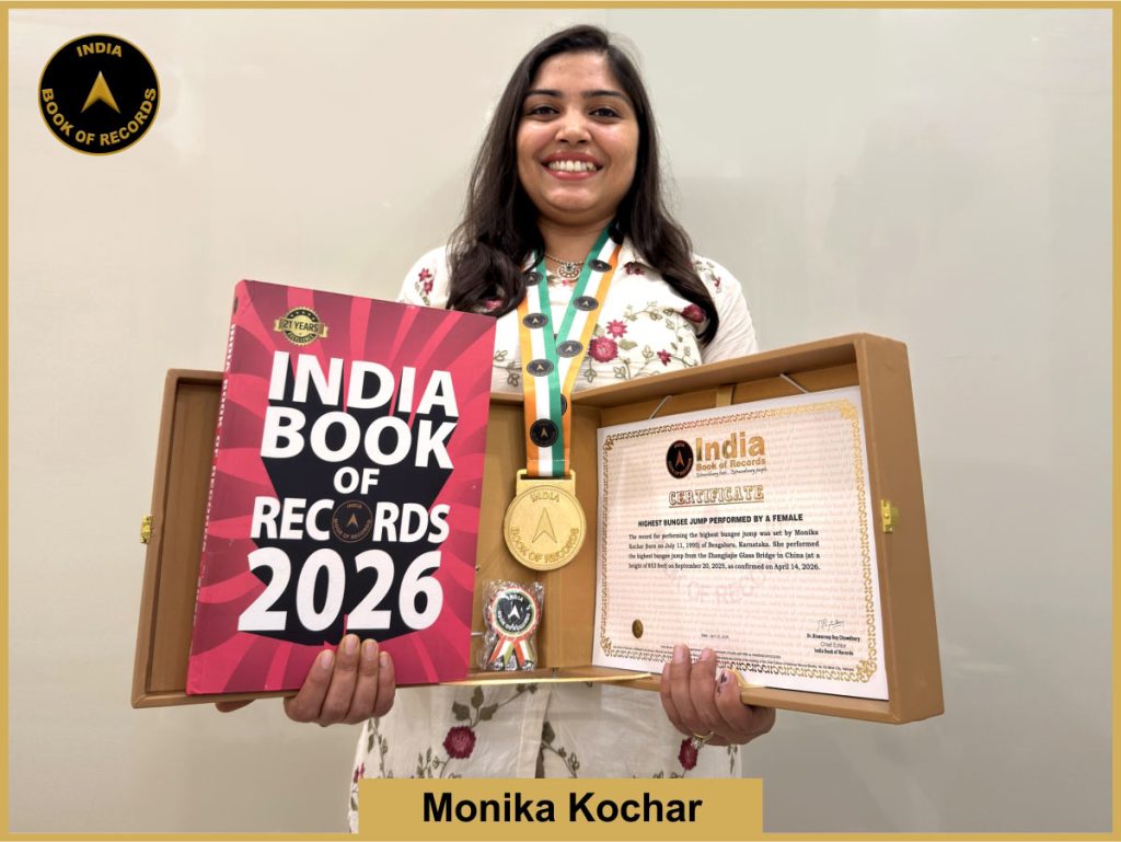 Image of Monika kochar, Highest bungee jump performed by a female.