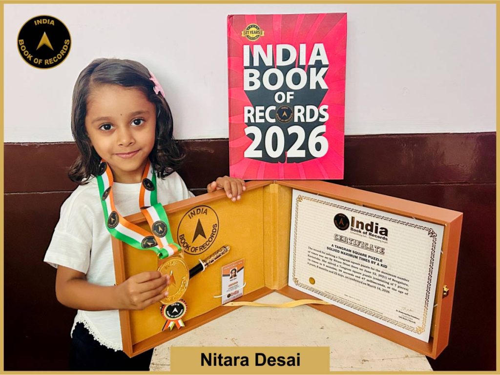 Image of Nitara Desai, A Tangram square puzzle solved maximum times by a kid.