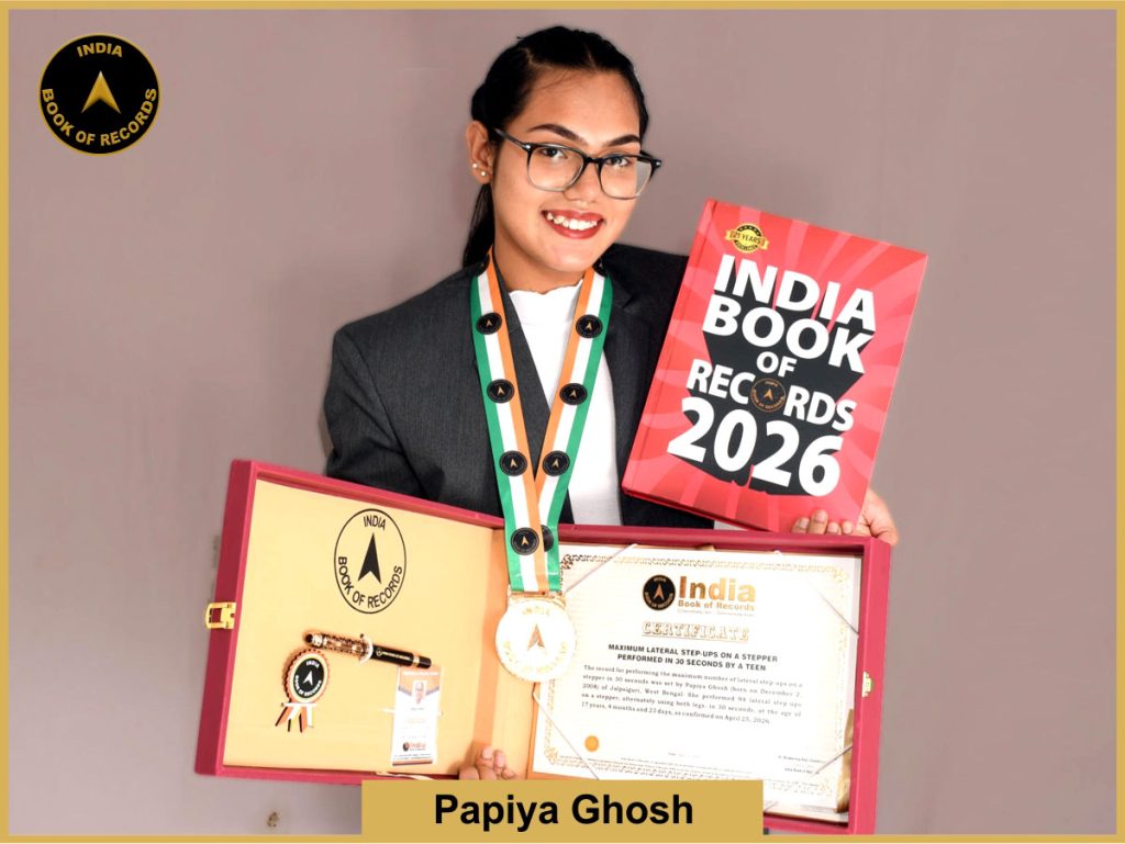 Image of Papiya Ghosh, Maximum lateral step-ups on a stepper performed in 30 seconds by a teen.