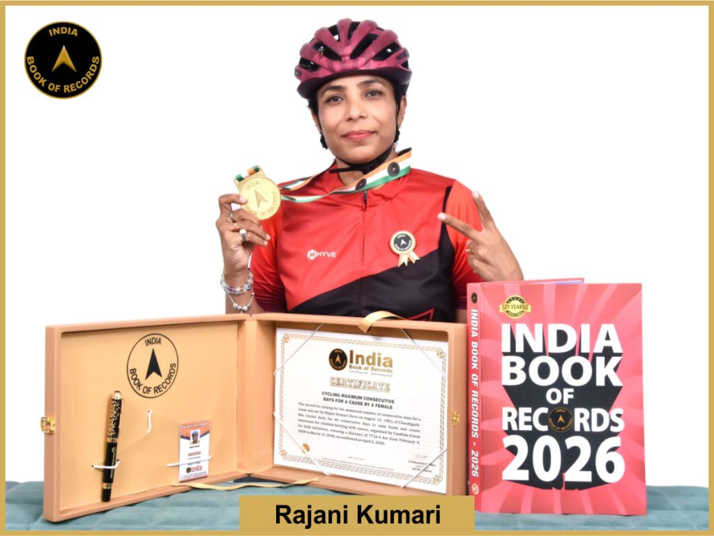 Image of Rajani Kumari, Cycling maximum consecutive days for a cause by a female.