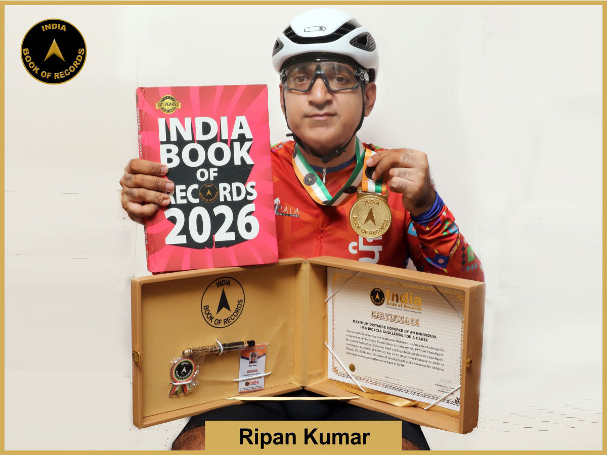 Maximum distance covered by an individual in a bicycle challenge for a cause