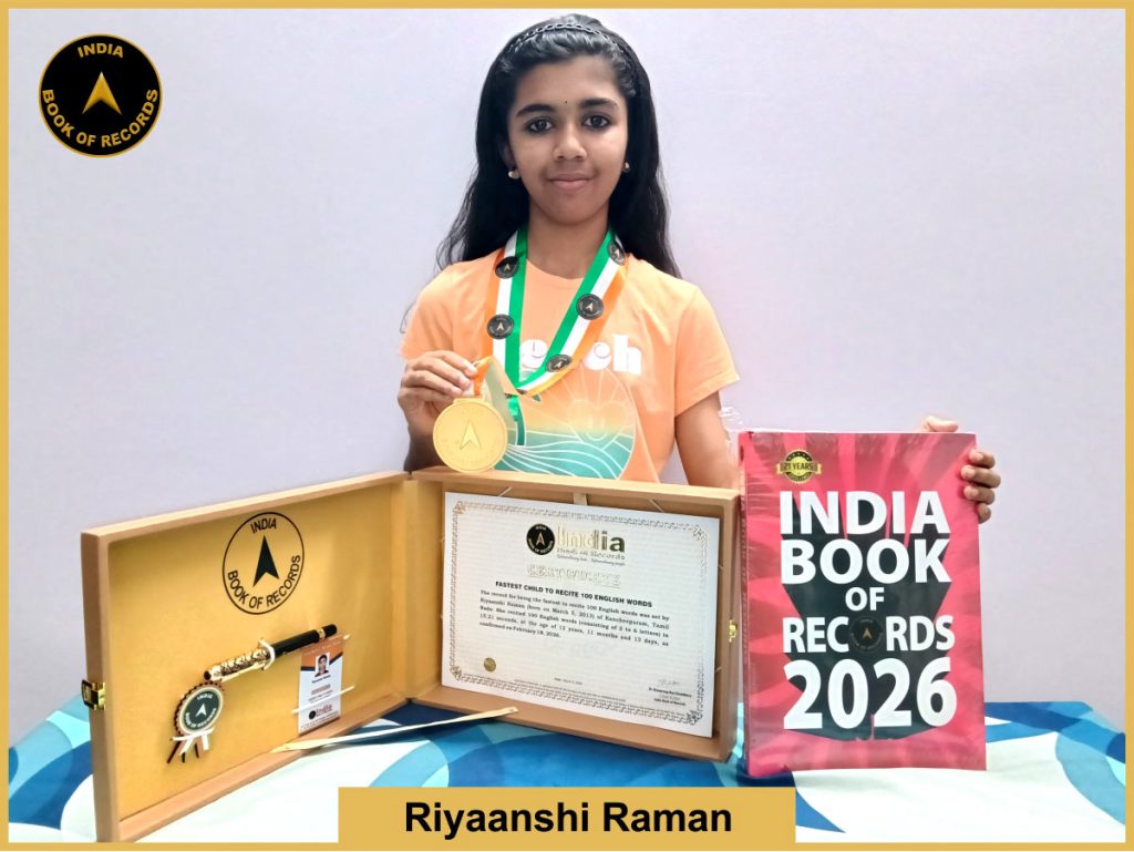 Image of Riyanshi Raman, Fastest child to recite 100 English words.