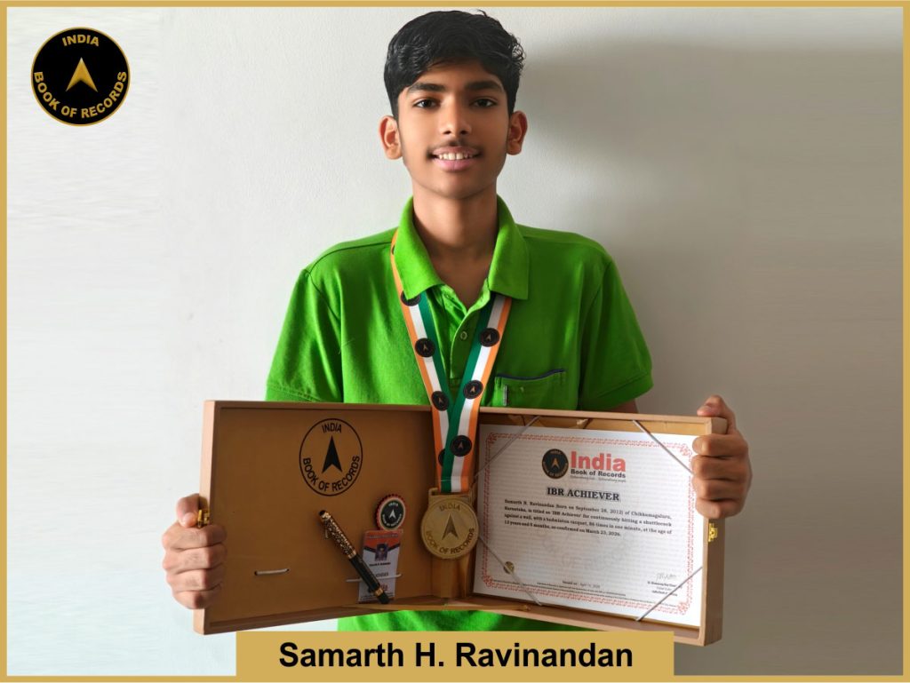Image of Samarth H. Ravinandan with IBR Achiever certificate.