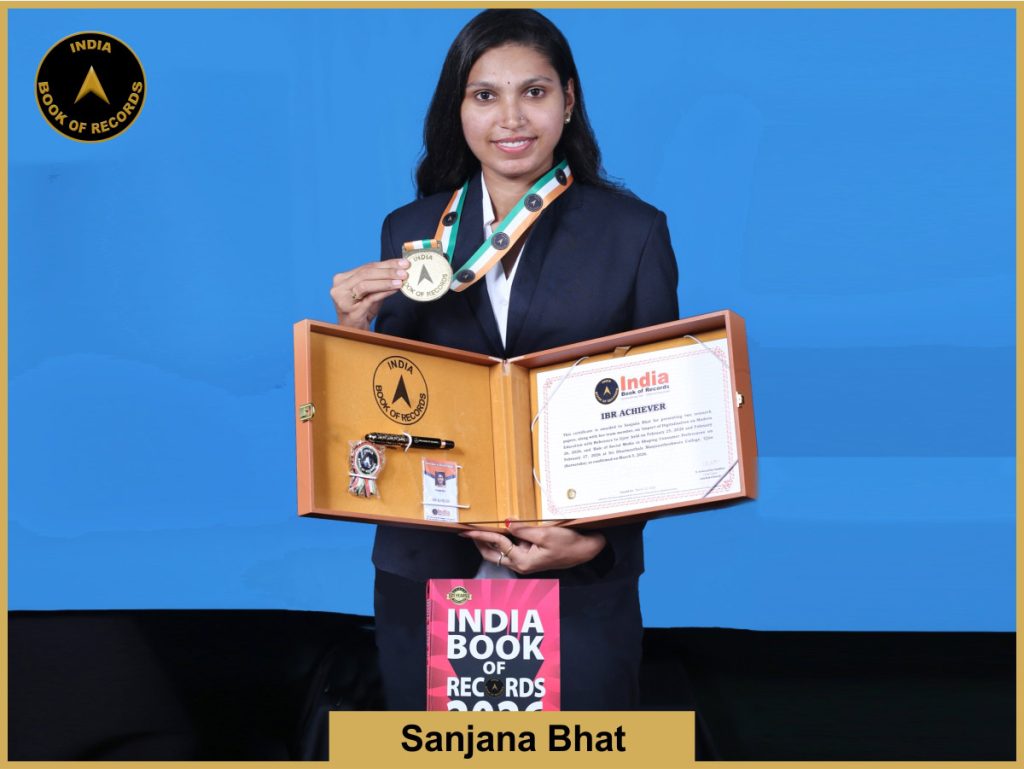 Image of Sanjana Bhat with IBR Achiever certificate.