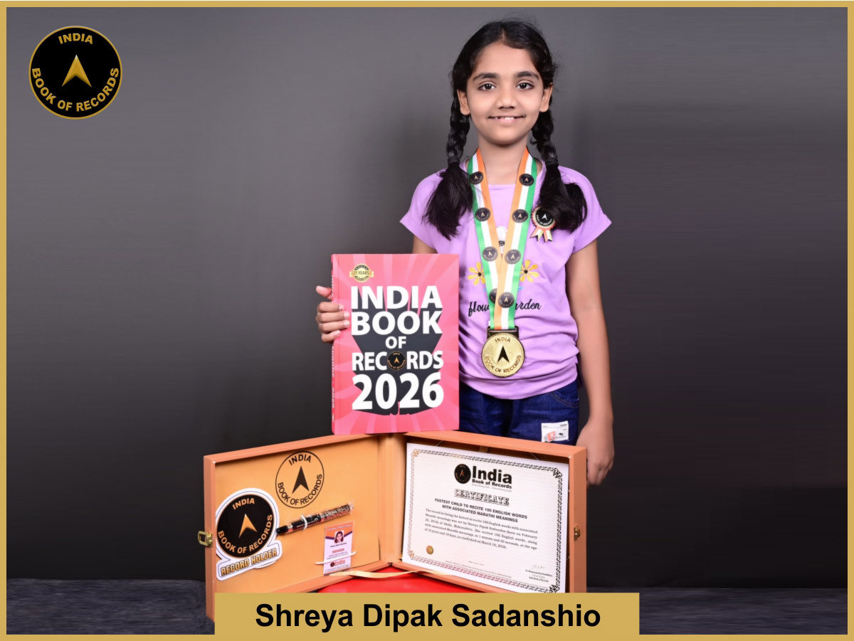 Fastest child to recite 100 English words with associated Marathi meanings