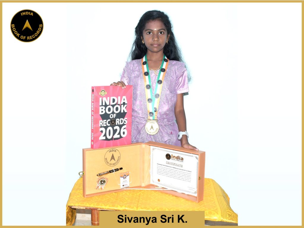 Image of Sivanya Sri K, Maximum mathematical formulas solved by a child.