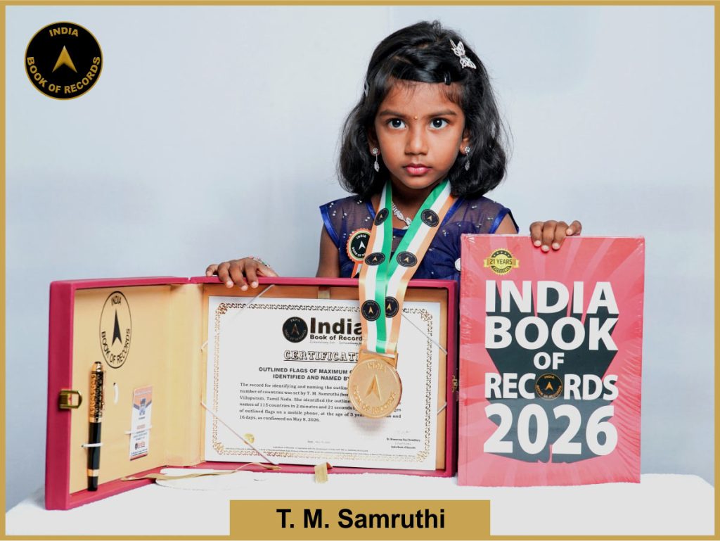 Image of TM Samruthi, Outlined flags of maximum countries identified and named by a kid.