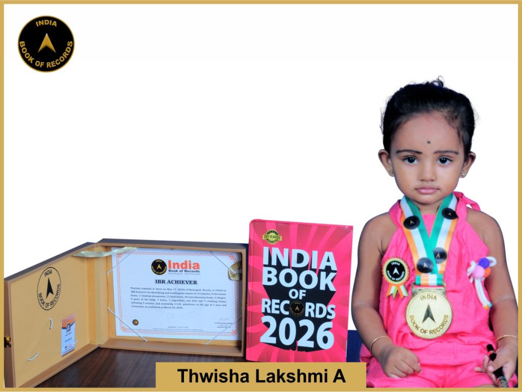 Image of Thwisha Lakshmi A. with IBR Achiever Certificate.