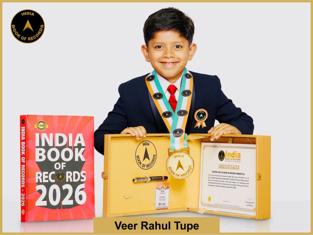 Image of Veer Rahul Tupe, Fastest kid to swim 50 metres freestyle.