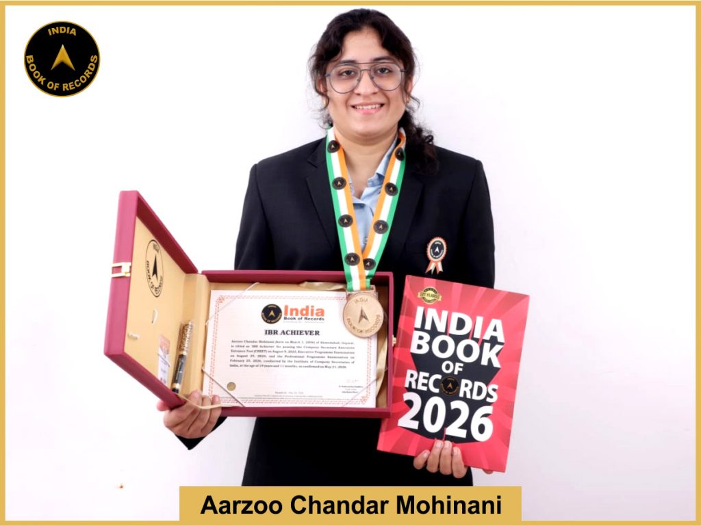 Image of Aarzoo Chandar Mohinani with IBR Achiever Certificate.