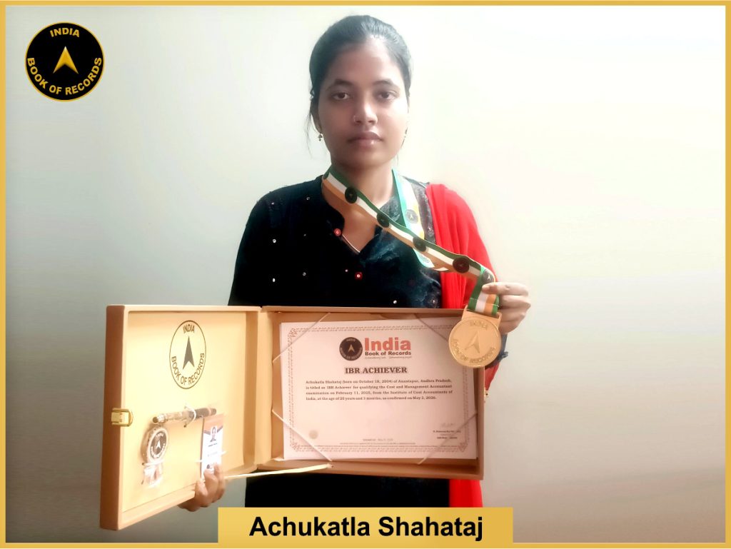 Image of Achukatla Shahataj with IBR Achiever certificate.