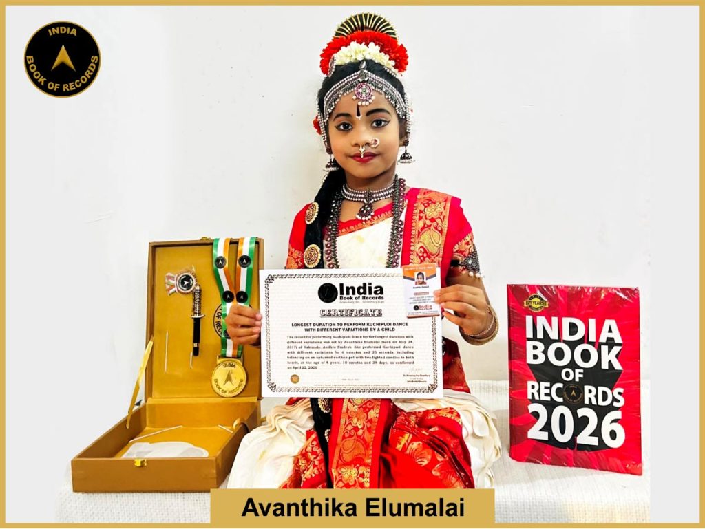 Image of Avanthika Elumalai, Longest duration to perform Kuchipudi dance with different variations by a child.