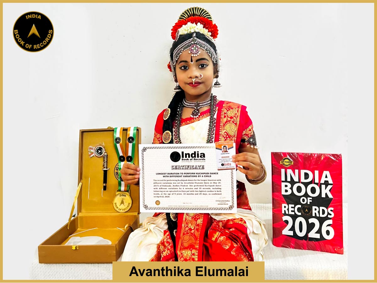 Longest duration to perform Kuchipudi dance with different variations by a child