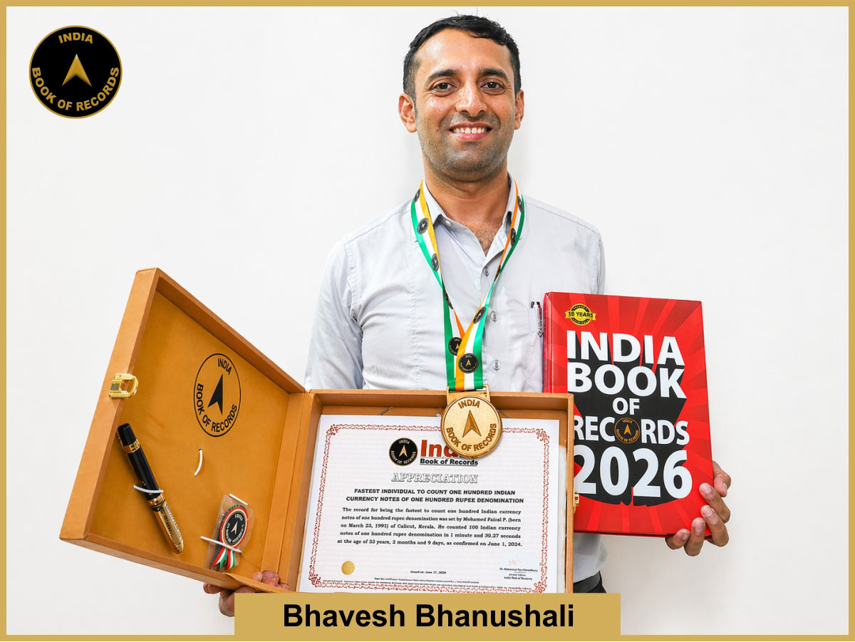 Fastest individual to count one hundred Indian currency notes of one hundred denomination