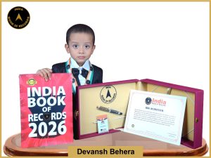 Image of Devansh Behera with IBR certificate.