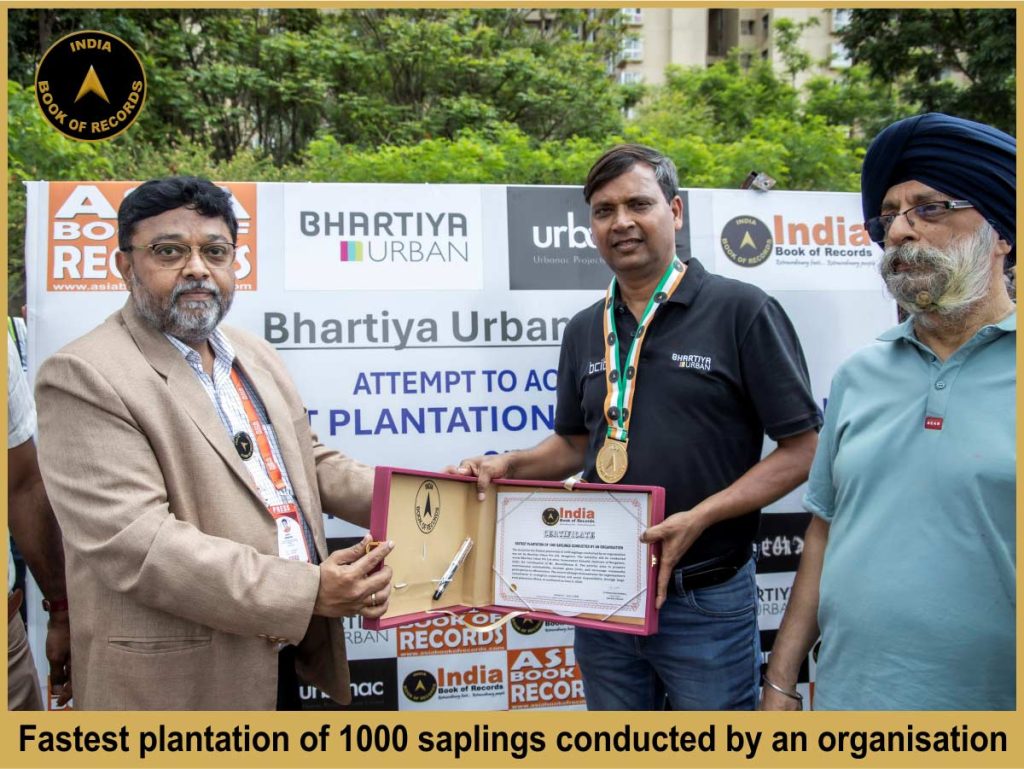 Fastest plantation of 1000 saplings conducted by an organisation.