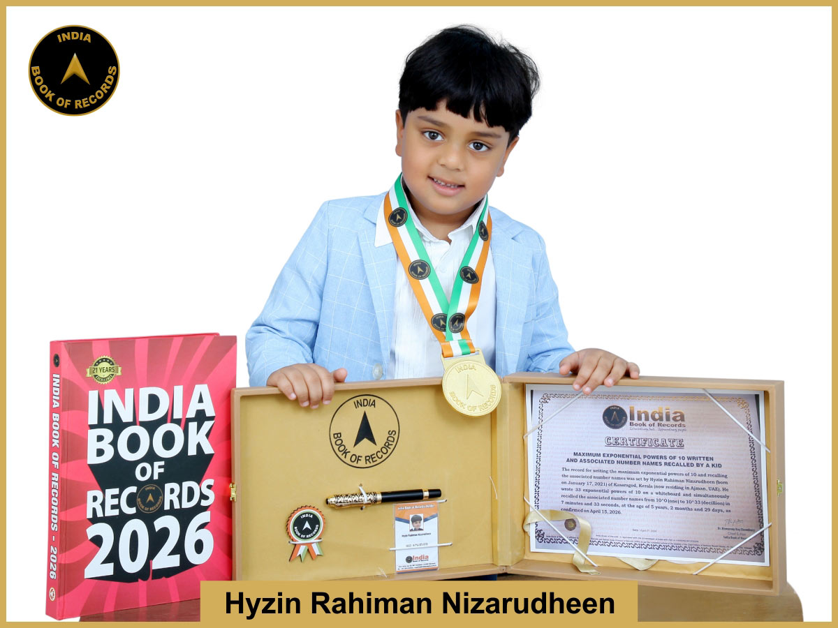 Maximum exponential powers of 10 written and associated number names recalled by a kid