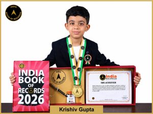 Image of Krishiv Gupta with IBR certificate .