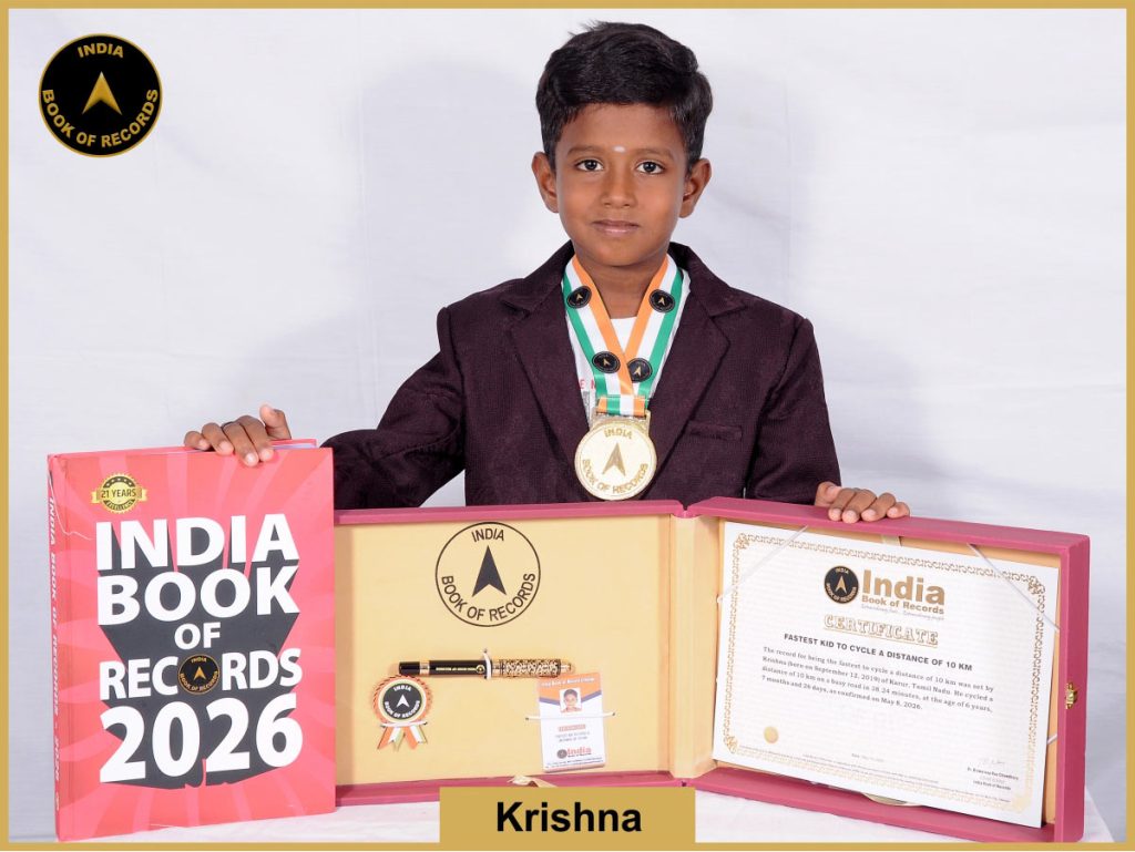 Image of Krishna, Fastest kid to cycle a distance of 10 km.
