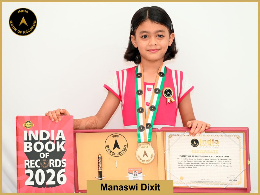 Image of Manswawi Dixit, Fastest kid to solve a single 3 x 3 Rubik’s Cube.