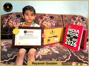image of Reyansh Gautam with IBR Achiever Certificate.