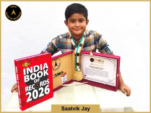 Image of Saatvik Jay, Maximum full forms recalled blindfolded by a child.
