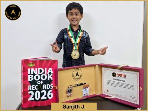Image of Sanjith J. with IBR Achiever Certificate.