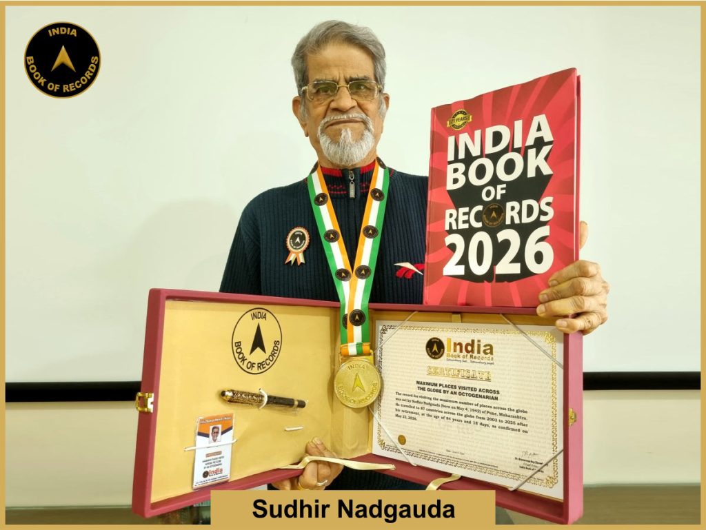 Image of Sudhir Nadgauda, Maximum places visited across the globe by an octogenarian.