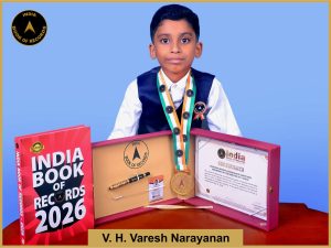 Image of V H Varesh Narayanan, Maximum General Knowledge questions answered in five minutes by a child.