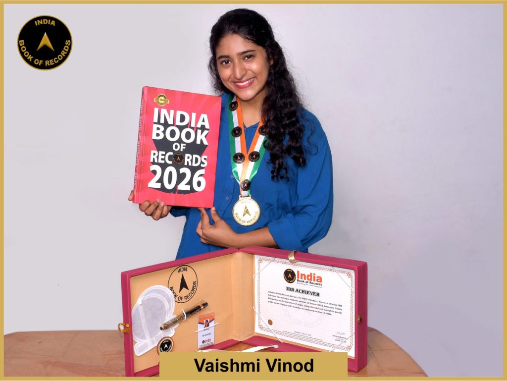 Image of Vaishmi Vinod with IBR Achiever certificate.