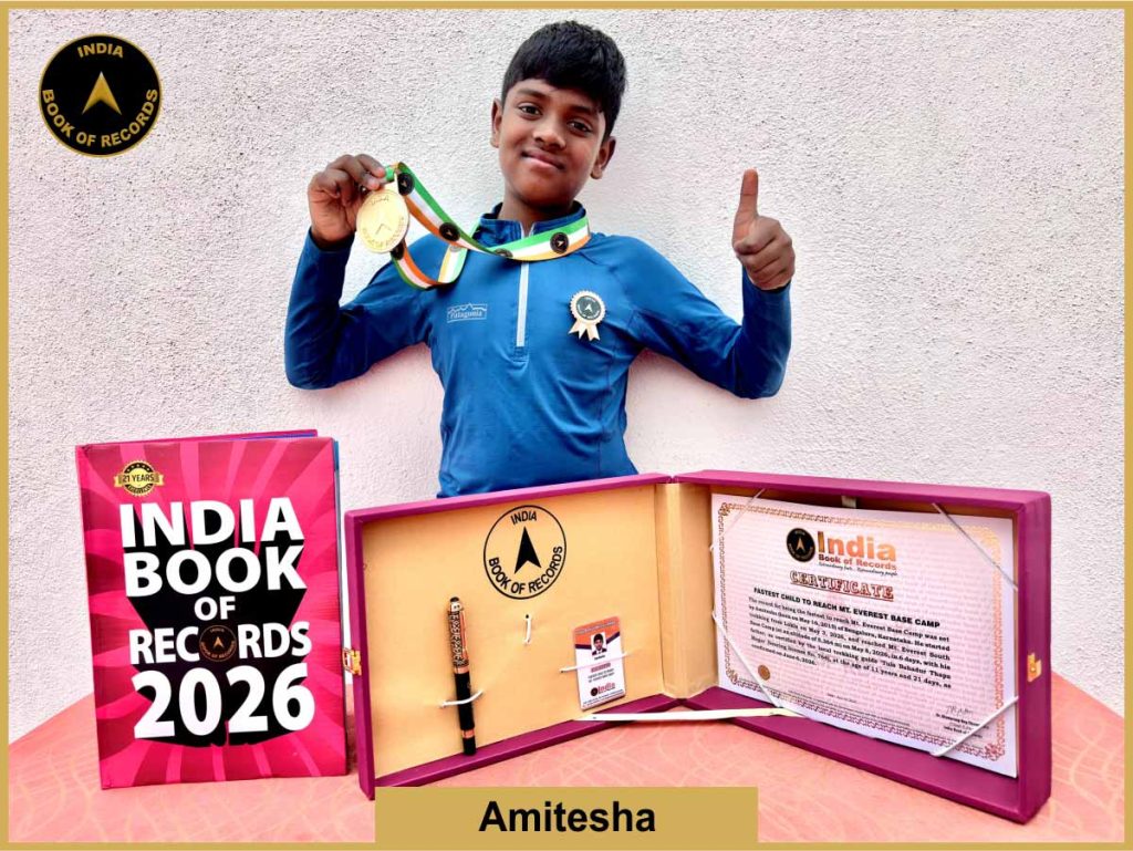Pic of Amitesha, Fastest child to reach Mt. Everest Base Camp.