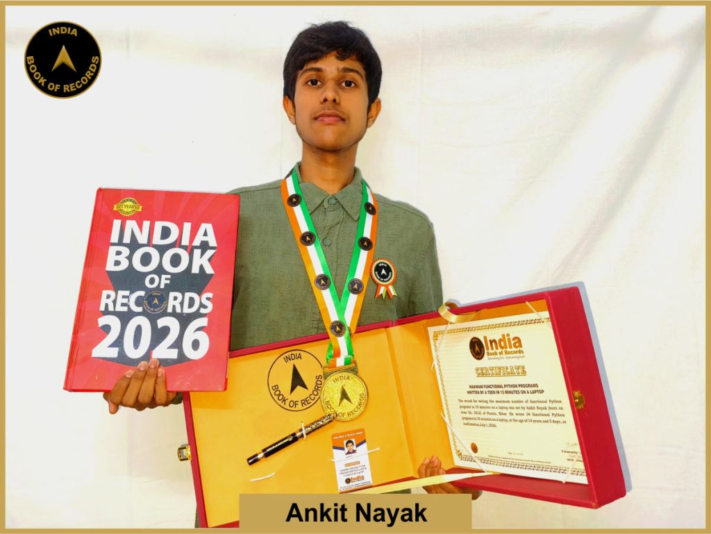 Image of Ankit Nayak, Maximum functional Python programs written by a teen in 15 minutes on a laptop.