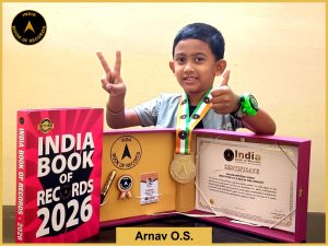 Image of Arnav O.S, Maximum road signs identified by a kid in one minute.