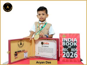 Image of Aryan Das with IBR Achiever Certificate.