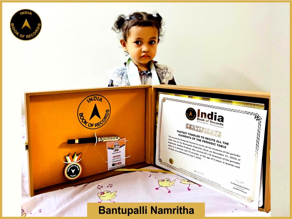 Image of Bantupalli Namritha, Fastest toddler to recite all the elements of the periodic table.