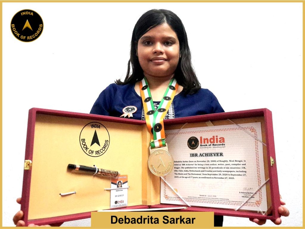 Iamge of Debadrita Sarkar with IBR certificate.