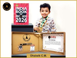 Image of Dhaiwik C.M. with IBR Achiever certificate.