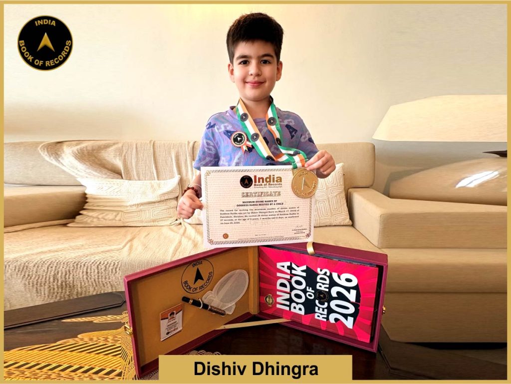 Image of Dishiv Dhingra, Maximum divine names of Goddess Radha recited by a child.