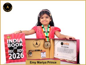 Pic of Emy Mariya Prince with IBR Achiever Certificate.