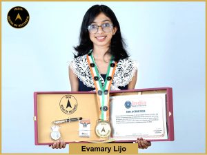 Image of Evamary Lijo with IBR Achiever Certificate.