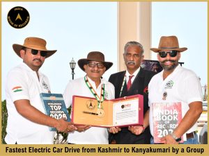 Fastest Electric Car Drive from Kashmir to Kanyakumari by a Group.