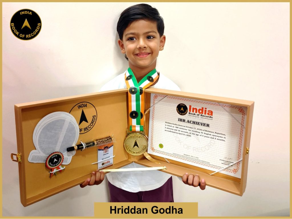 Image of Hriddan Godha with IBR Achiever Certificate.